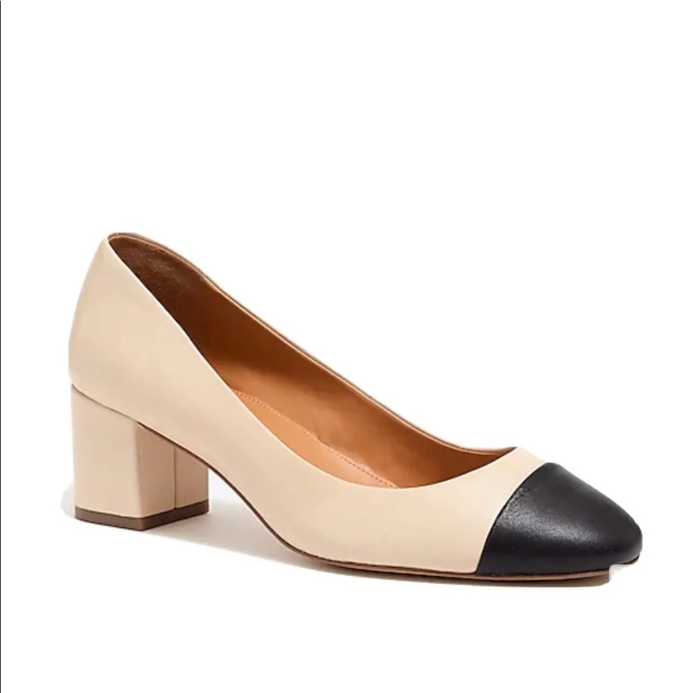 J Crew Factory Bryn cap-toe leather block heels Sz 8.5